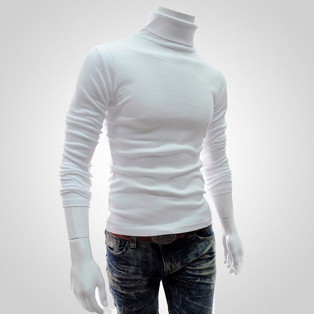 SHUJIN Spring Warm Turtleneck Sweater Men Fashion Solid Knitted Mens Sweaters 2018 Casual Male Double Collar Slim Pullover