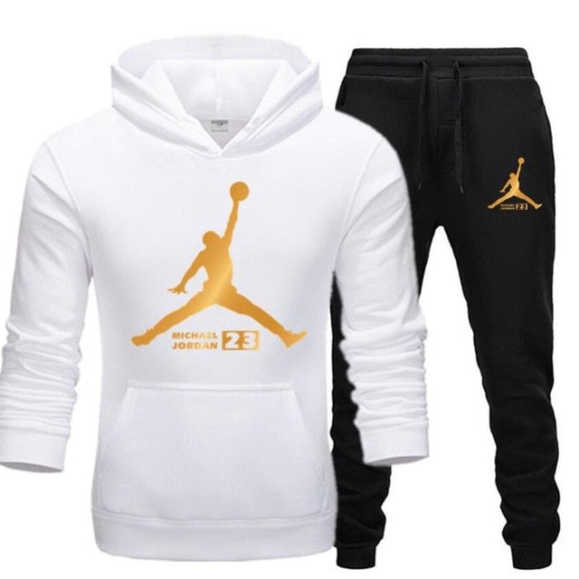 New Men Hoodies Suit Fleece Warm Jordan 23 Tracksuit Men Sweatshirt Suit Hoodie+Sweat pants Jogging Homme Hooded Tracksuit XXL