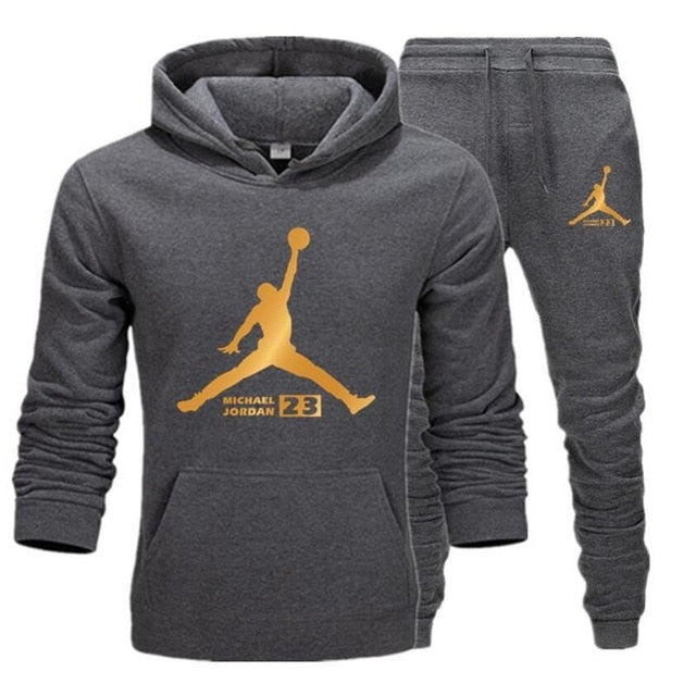 New Men Hoodies Suit Fleece Warm Jordan 23 Tracksuit Men Sweatshirt Suit Hoodie+Sweat pants Jogging Homme Hooded Tracksuit XXL