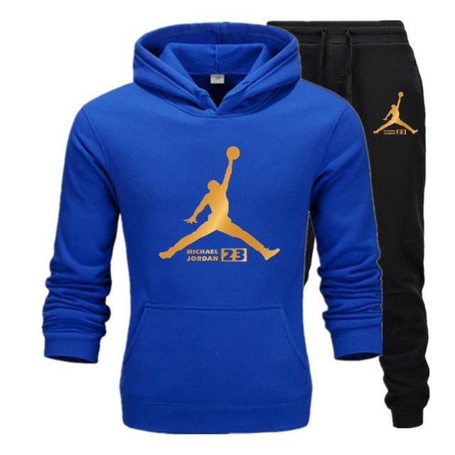 New Men Hoodies Suit Fleece Warm Jordan 23 Tracksuit Men Sweatshirt Suit Hoodie+Sweat pants Jogging Homme Hooded Tracksuit XXL