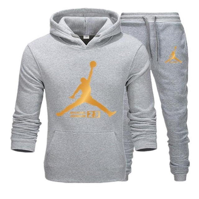New Men Hoodies Suit Fleece Warm Jordan 23 Tracksuit Men Sweatshirt Suit Hoodie+Sweat pants Jogging Homme Hooded Tracksuit XXL