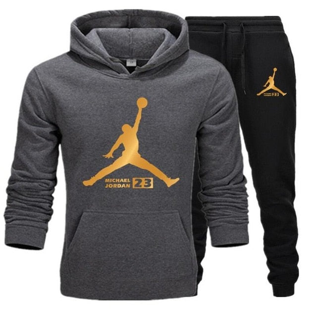 New Men Hoodies Suit Fleece Warm Jordan 23 Tracksuit Men Sweatshirt Suit Hoodie+Sweat pants Jogging Homme Hooded Tracksuit XXL