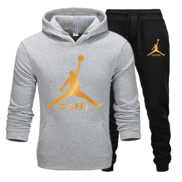 New Men Hoodies Suit Fleece Warm Jordan 23 Tracksuit Men Sweatshirt Suit Hoodie+Sweat pants Jogging Homme Hooded Tracksuit XXL