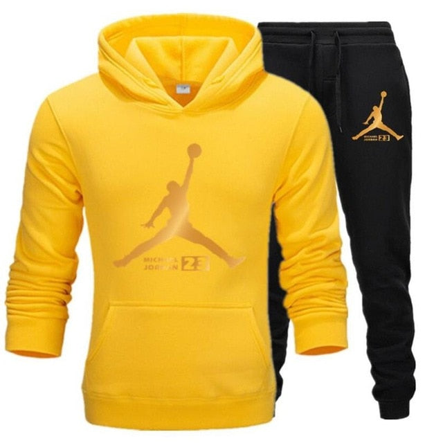 New Men Hoodies Suit Fleece Warm Jordan 23 Tracksuit Men Sweatshirt Suit Hoodie+Sweat pants Jogging Homme Hooded Tracksuit XXL