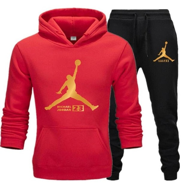 New Men Hoodies Suit Fleece Warm Jordan 23 Tracksuit Men Sweatshirt Suit Hoodie+Sweat pants Jogging Homme Hooded Tracksuit XXL