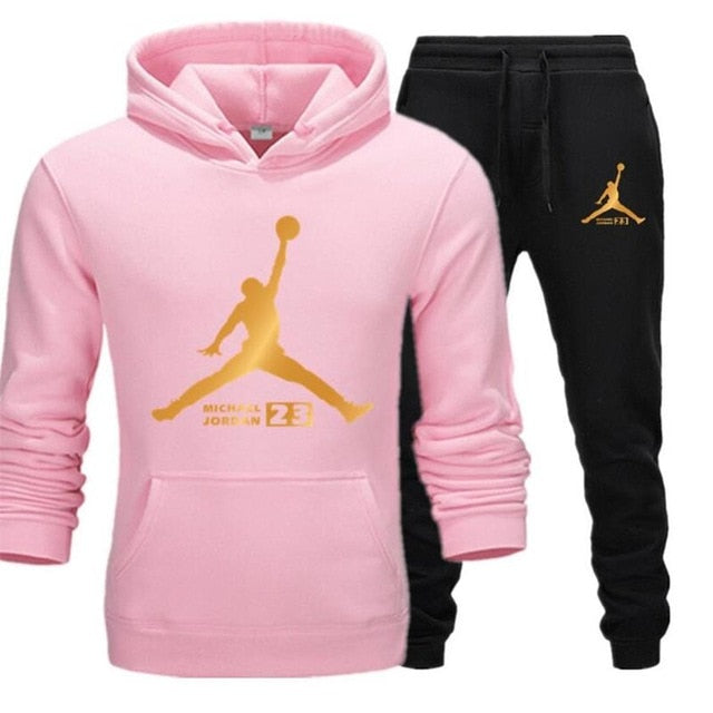 New Men Hoodies Suit Fleece Warm Jordan 23 Tracksuit Men Sweatshirt Suit Hoodie+Sweat pants Jogging Homme Hooded Tracksuit XXL