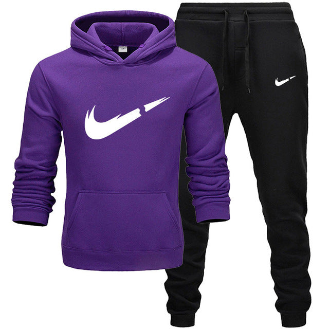 2019 BrandTrack suit Fashion Men Sportswear Two Piece Sets All Cotton Thick hoodie+Pants Tracksuit Male Sets