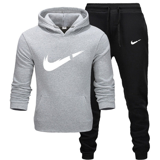 2019 BrandTrack suit Fashion Men Sportswear Two Piece Sets All Cotton Thick hoodie+Pants Tracksuit Male Sets