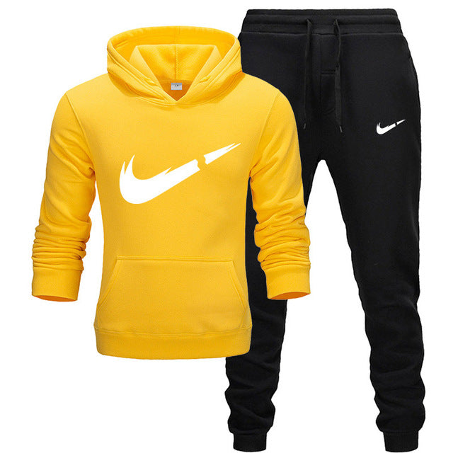 2019 BrandTrack suit Fashion Men Sportswear Two Piece Sets All Cotton Thick hoodie+Pants Tracksuit Male Sets