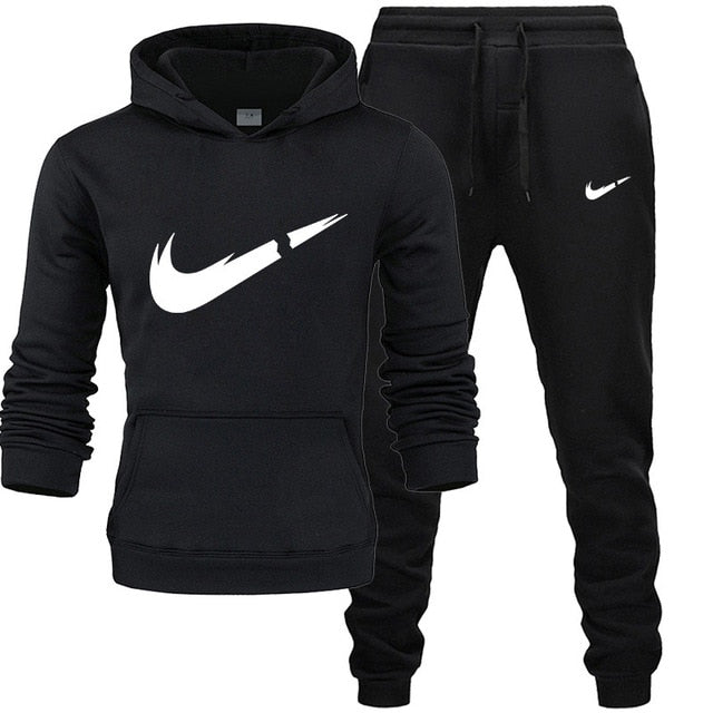 2019 BrandTrack suit Fashion Men Sportswear Two Piece Sets All Cotton Thick hoodie+Pants Tracksuit Male Sets
