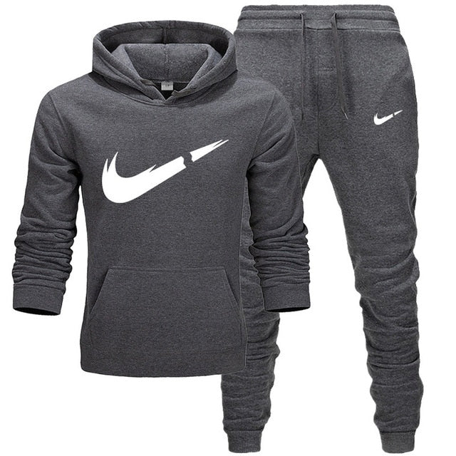 2019 BrandTrack suit Fashion Men Sportswear Two Piece Sets All Cotton Thick hoodie+Pants Tracksuit Male Sets