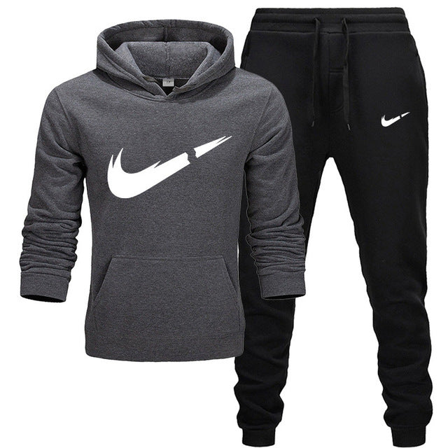 2019 BrandTrack suit Fashion Men Sportswear Two Piece Sets All Cotton Thick hoodie+Pants Tracksuit Male Sets