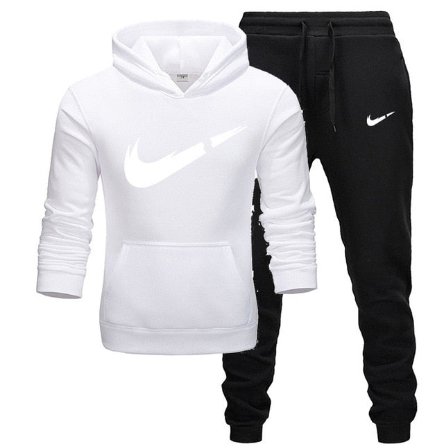 2019 BrandTrack suit Fashion Men Sportswear Two Piece Sets All Cotton Thick hoodie+Pants Tracksuit Male Sets