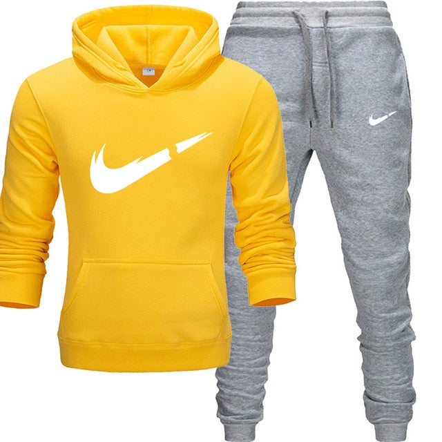 2019 BrandTrack suit Fashion Men Sportswear Two Piece Sets All Cotton Thick hoodie+Pants Tracksuit Male Sets