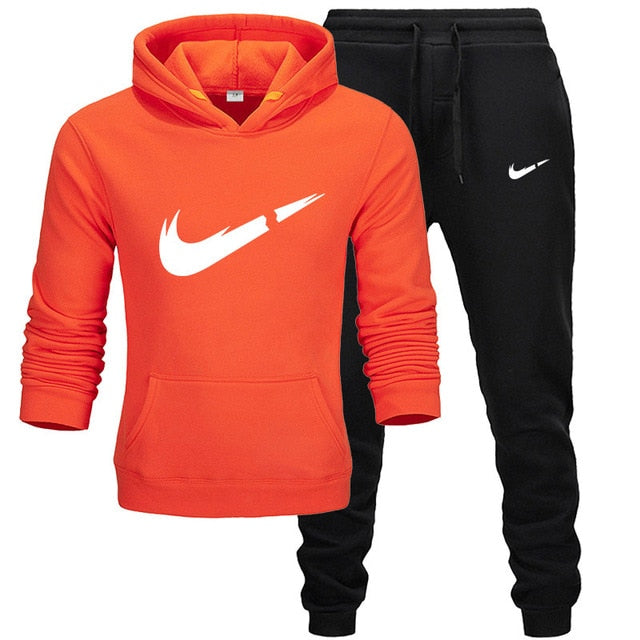 2019 BrandTrack suit Fashion Men Sportswear Two Piece Sets All Cotton Thick hoodie+Pants Tracksuit Male Sets