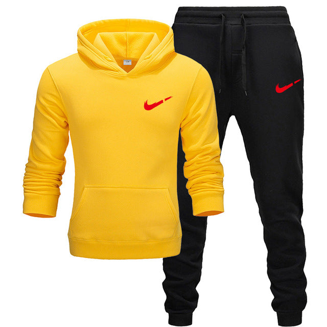 2019 BrandTrack suit Fashion Men Sportswear Two Piece Sets All Cotton Thick hoodie+Pants Tracksuit Male Sets
