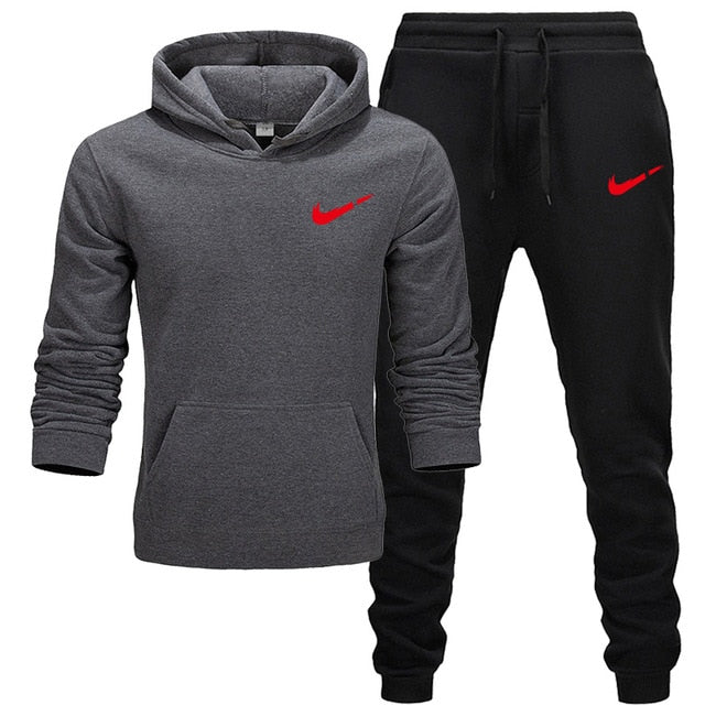 2019 BrandTrack suit Fashion Men Sportswear Two Piece Sets All Cotton Thick hoodie+Pants Tracksuit Male Sets
