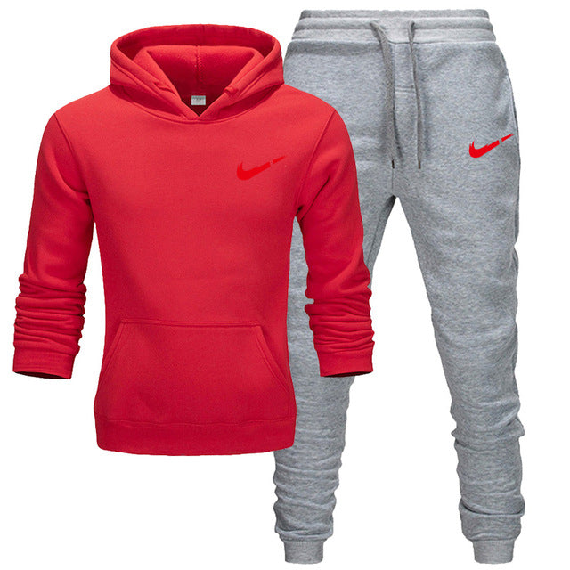 2019 BrandTrack suit Fashion Men Sportswear Two Piece Sets All Cotton Thick hoodie+Pants Tracksuit Male Sets