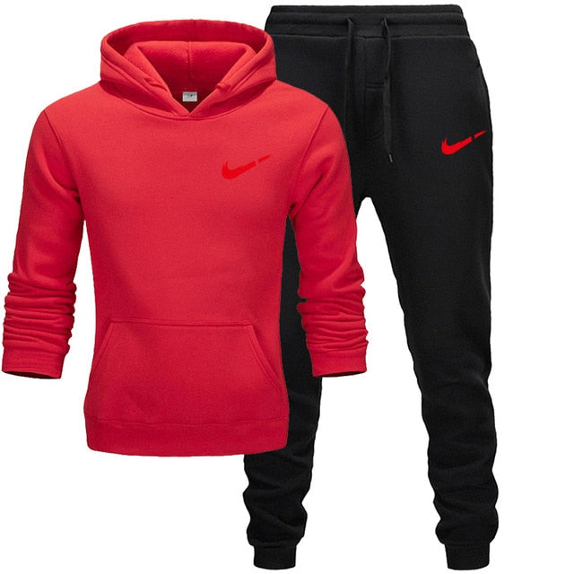 2019 BrandTrack suit Fashion Men Sportswear Two Piece Sets All Cotton Thick hoodie+Pants Tracksuit Male Sets