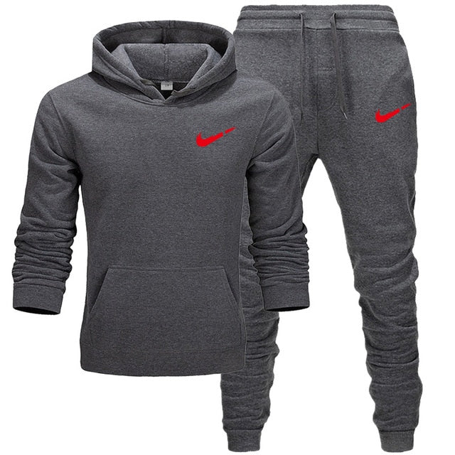 2019 BrandTrack suit Fashion Men Sportswear Two Piece Sets All Cotton Thick hoodie+Pants Tracksuit Male Sets