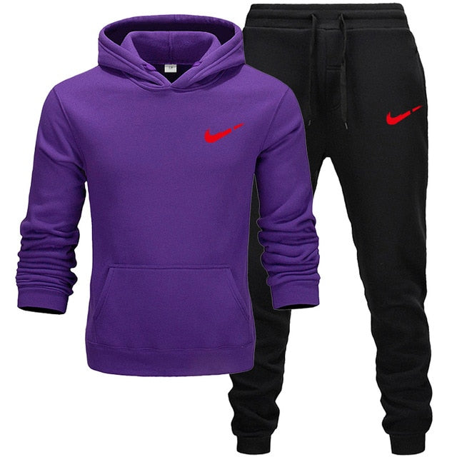 2019 BrandTrack suit Fashion Men Sportswear Two Piece Sets All Cotton Thick hoodie+Pants Tracksuit Male Sets