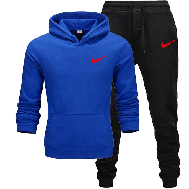 2019 BrandTrack suit Fashion Men Sportswear Two Piece Sets All Cotton Thick hoodie+Pants Tracksuit Male Sets