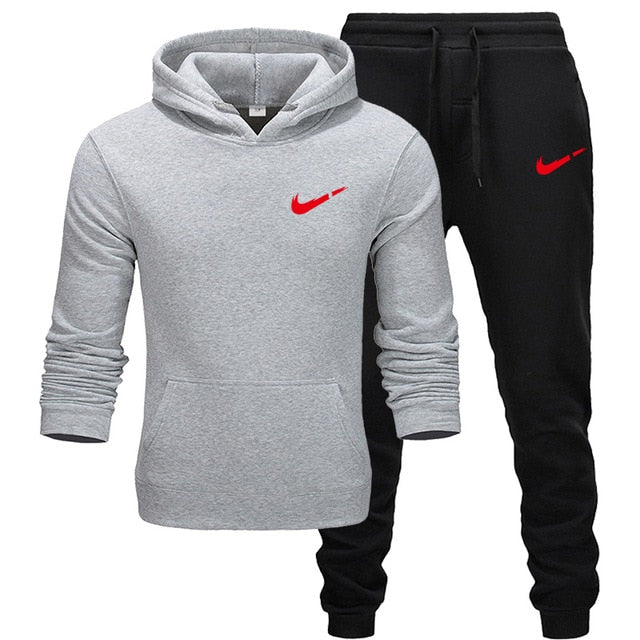2019 BrandTrack suit Fashion Men Sportswear Two Piece Sets All Cotton Thick hoodie+Pants Tracksuit Male Sets