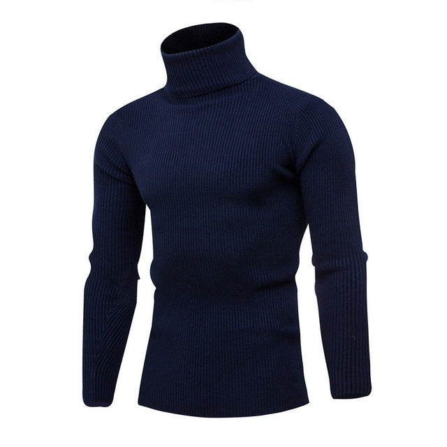 SHUJIN Spring Warm Turtleneck Sweater Men Fashion Solid Knitted Mens Sweaters 2018 Casual Male Double Collar Slim Pullover