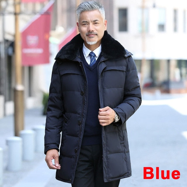 2019 New Winter Jacket Men Big Artificial Fur Collar Hooded Duck Down Jacket Thick down jacket men warm coat 4XL 5XL